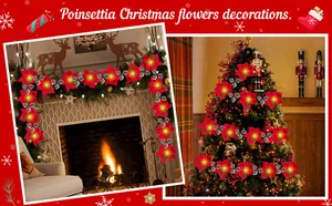 Festliche rote Weihnachtsstern-LED-Lichterkette für den Weihnachtsbaum und Kamin.