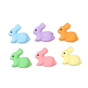 Set of 6 colorful macaron foam bunnies for Easter party decorations and holiday crafts.