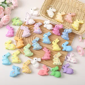 Easter Bunny Rabbit Decorations Artificial Foam Eggs Colorful Glitter Sequin Rabbits For Home Party Holiday Table Decor Ornaments