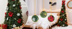 Detailed view of a 1.8m folding Christmas tree with warm lights and festive decorations