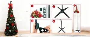 Step-by-step assembly guide for 1.8m folding flocked Christmas tree with warm lights
