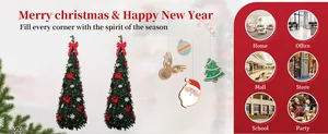 1.8m luxury green folding Christmas tree with 400 warm LED lights for home decor