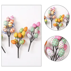 Decorative handcrafted Easter egg picks with colorful patterns for spring festival home decor