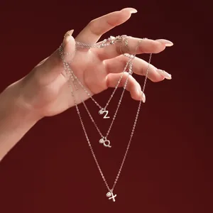 Elegant S925 sterling silver necklaces with letter pendants Z Q X for women and girls