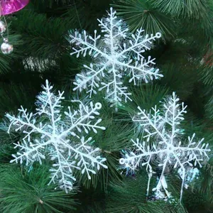 Cangiante Bianco Plastica Fiocchi di Neve di Natale Ornamenti per Albero di Natale Inverno Festa Decorazione Natale