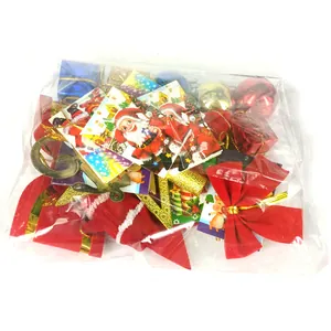 Pack de décorations de sapin de Noël varié avec nœuds rouges, étoiles et mini boîtes