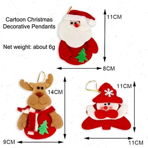 Cartoon felt Christmas tree ornaments Santa Reindeer Snowman with weight and size details