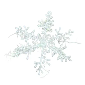 Ornamento fiocco di neve di Natale in plastica bianca iridescente per albero di Natale