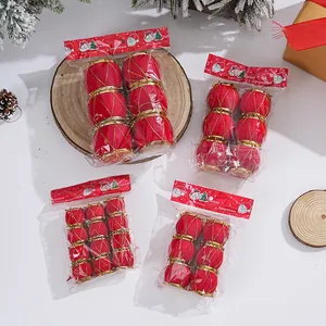 Set de tambores navideños rojos flocados en varios tamaños para decorar el árbol.