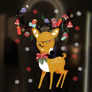 Große Weihnachts-Fensteraufkleber Cartoon-Rentier statisch haftend für Glas-Dekoration