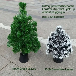 Mini árboles de Navidad de fibra óptica de 30 cm y 45 cm, con pilas.