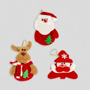 Fabric Christmas Tree Ornaments Santa Claus Reindeer Snowman Hanging Decoration For Home Festival Party Decor