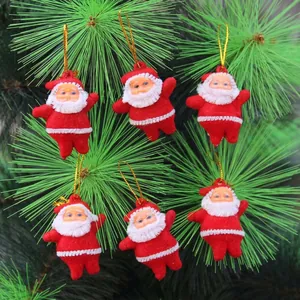 Rote Beflockte Weihnachtsmann Hängende Ornamente Für Weihnachtsbaum Dekoration Kunststoff Kleiner Alter Mann Festliche Party Dekoration