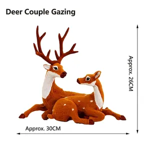 Figurines réalistes de cerf Sika de Noël pour la décoration des vitrines 30x26cm