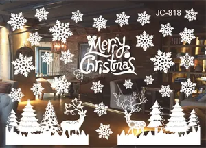 Detailed white snowflake and reindeer Christmas static window stickers for glass decoration