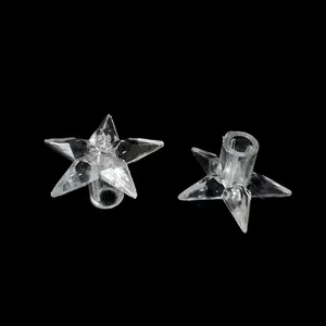 Stella trasparente in acrilico per catene luminose LED natalizie, vista dettagliata.