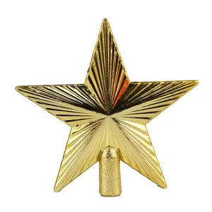 Glänzende goldene Stern-Christbaumspitze aus Kunststoff mit feiner radialer Textur