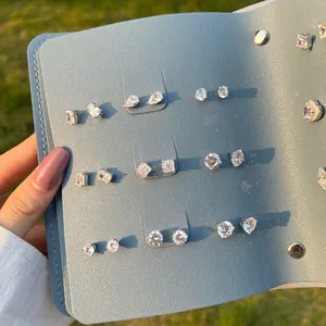 Elegante S925 sterling zilveren oorknopjes met witte zirkonia in verschillende vormen
