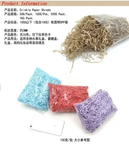 Detailed view of 100g colorful shredded crinkle paper filler for gift packaging boxes