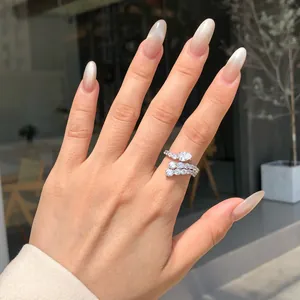 Close-up of elegant S925 sterling silver ring featuring shimmering cubic zirconia stones