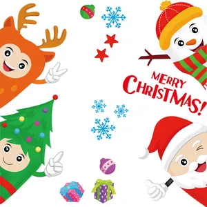 Adesivi natalizi festivi per finestre con disegni di Babbo Natale, pupazzo di neve e renne
