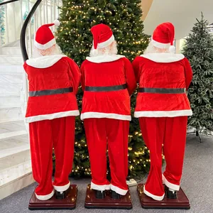 Life-size 1.8m electric Santa Claus decoration with music shown from back near tree