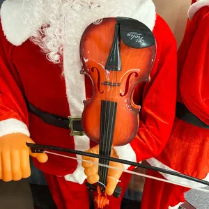 1.8m Life-size electric musical Santa Claus playing violin for Christmas home decoration