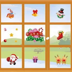 Detailed colorful Christmas window stickers with Santa Claus and reindeer designs