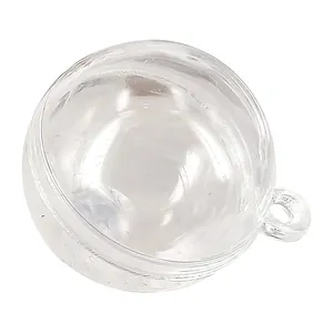 Clear plastic fillable ornament ball with hanging loop for holiday and shop decor