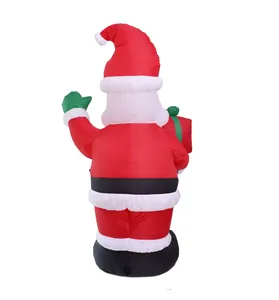 Detailed back view of a giant inflatable Santa Claus Christmas decoration on white
