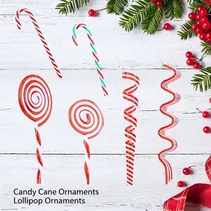 Kunststof Kerst Lolly Zuurstok Ornamenten Rood Wit Gestreepte Feestelijke Hangende Decoraties Boom Huis Party Decor