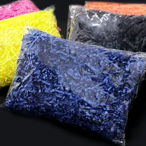 Crinkled Paper Shreds Filler For Gift Box Packaging Lafite Grass Style Shredded Paper Multi Color Decoration For Wedding Birthday