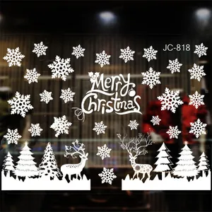 White snowflake and reindeer static window decals for Christmas decoration