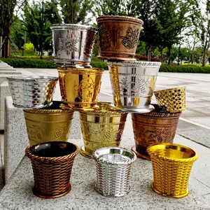 Plastic Christmas Tree Stand Base Decorative Flower Pot Festive Holder Gold Silver Bronze Xmas Venue Decoration Supplies