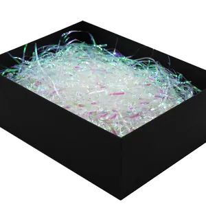 Iridescent shredded paper filler for gift box packaging and cosmetics display decoration
