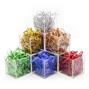 Metallic glitter raffia shredded paper for gift box filler decoration in various colors