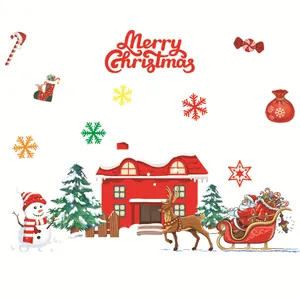 Colorful Christmas static window stickers with Santa, snowman and reindeer designs