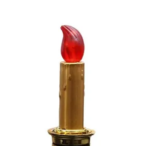 Bougie LED décorative élégante avec base dorée et flamme rouge pour Noël décoration