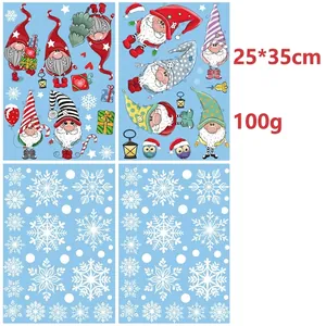 Lot de 4 feuilles de stickers de Noël avec 99 pièces gnomes et flocons 25x35cm