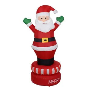 Large festive inflatable Santa Claus with stripes base for Christmas yard decoration