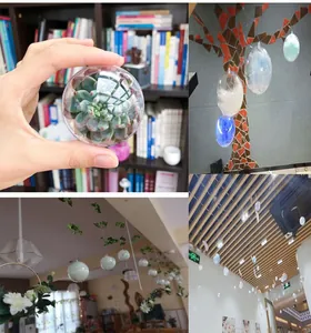 Various applications of clear acrylic decorative balls used for hanging ornaments