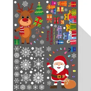 Autocollants de fenêtre de Noël avec le Père Noël, les rennes et des motifs de flocons de neige.