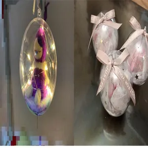 Clear acrylic decoration spheres for Christmas gift packaging with warm LED lights