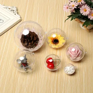 Clear acrylic fillable spheres in multiple sizes for festive DIY Christmas ornaments display
