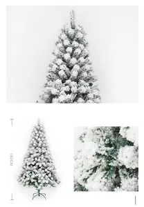 Detalle de árbol de Navidad nevado de 180cm con efecto nieve y soporte metálico