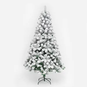 Árbol de Navidad Artificial Flocado de Nieve Premium PVC Alta Densidad Con Soporte de Metal Decoración de Invierno Hotel Hogar
