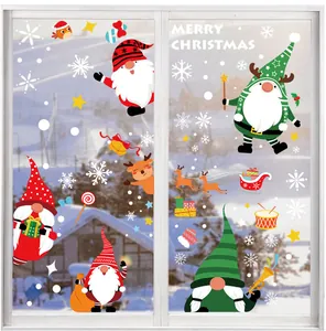 Pegatinas navideñas para ventanas con Papá Noel, gnomos y renos en cristal