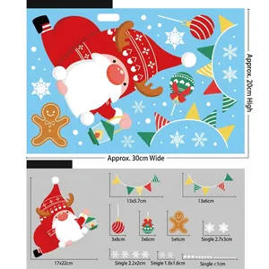 Dimensiones de pegatinas navideñas para ventanas con Papá Noel y hombre de jengibre