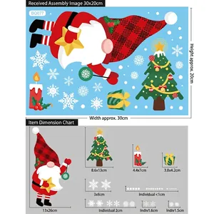 Tabla de tallas detallada de pegatinas estáticas de gnomos y árboles de Navidad