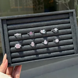 Collection de bagues en argent 925 avec zircons roses de haute qualité taille fleur de glace